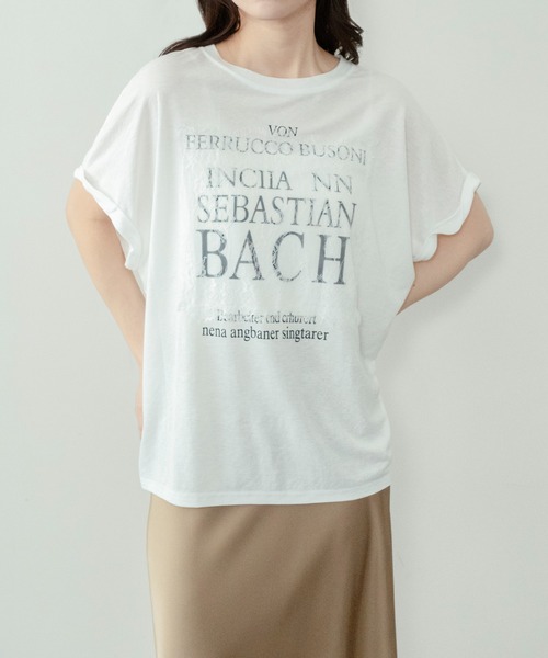 on:nue（オンニュ）の「【on:nue】[接触冷感 / 着用動画あり！] オーバーサイズロゴレースTシャツ（Tシャツ/カットソー・レディース・ホワイト/ブラック/グレー・FREE）」の4枚目の写真