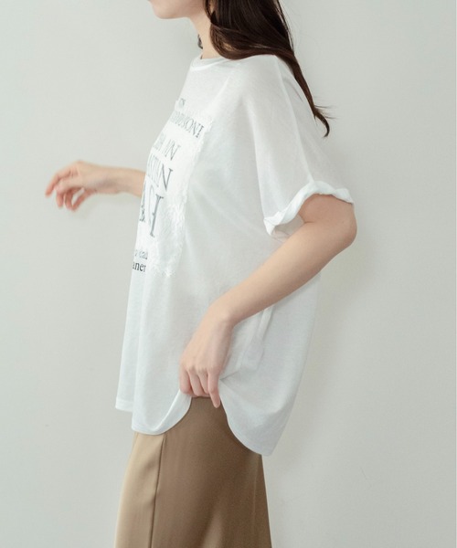 on:nue（オンニュ）の「【on:nue】[接触冷感 / 着用動画あり！] オーバーサイズロゴレースTシャツ（Tシャツ/カットソー・レディース・ホワイト/ブラック/グレー・FREE）」の7枚目の写真