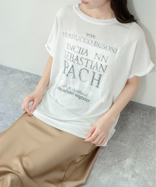 on:nue（オンニュ）の「【on:nue】[接触冷感 / 着用動画あり！] オーバーサイズロゴレースTシャツ（Tシャツ/カットソー・レディース・ホワイト/ブラック/グレー・FREE）」の10枚目の写真