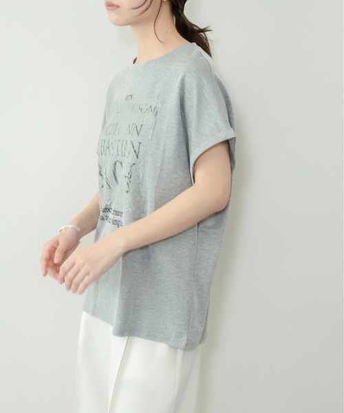on:nue（オンニュ）の「【on:nue】[接触冷感 / 着用動画あり！] オーバーサイズロゴレースTシャツ（Tシャツ/カットソー・レディース・ホワイト/ブラック/グレー・FREE）」の19枚目の写真