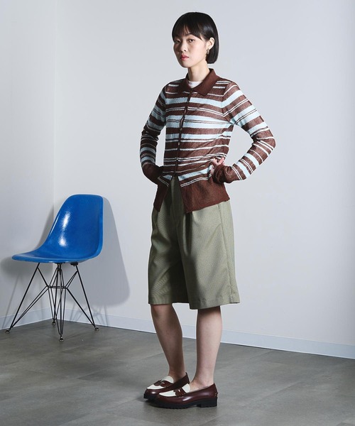 ROSE BUD(ローズバッド)の「COLLARED SHEER CARDIGAN(カーディガン/ボレロ・レディース・ライトブルー/オフホワイト・ONE SIZE)」の6枚目の写真