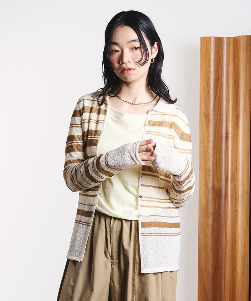 ROSE BUD（ローズバッド）の「COLLARED SHEER CARDIGAN（カーディガン/ボレロ・レディース・ライトブルー/オフホワイト・ONE SIZE）」の11枚目の写真