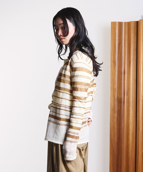 ROSE BUD（ローズバッド）の「COLLARED SHEER CARDIGAN（カーディガン/ボレロ・レディース・ライトブルー/オフホワイト・ONE SIZE）」の12枚目の写真