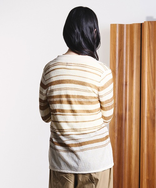 ROSE BUD（ローズバッド）の「COLLARED SHEER CARDIGAN（カーディガン/ボレロ・レディース・ライトブルー/オフホワイト・ONE SIZE）」の13枚目の写真