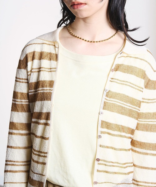 ROSE BUD（ローズバッド）の「COLLARED SHEER CARDIGAN（カーディガン/ボレロ・レディース・ライトブルー/オフホワイト・ONE SIZE）」の17枚目の写真