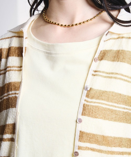 ROSE BUD（ローズバッド）の「COLLARED SHEER CARDIGAN（カーディガン/ボレロ・レディース・ライトブルー/オフホワイト・ONE SIZE）」の18枚目の写真