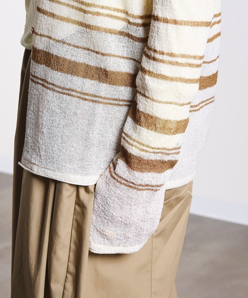 ROSE BUD（ローズバッド）の「COLLARED SHEER CARDIGAN（カーディガン/ボレロ・レディース・ライトブルー/オフホワイト・ONE SIZE）」の20枚目の写真