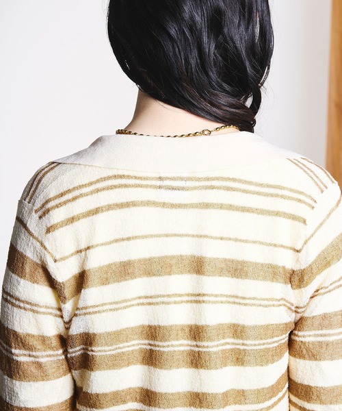 ROSE BUD（ローズバッド）の「COLLARED SHEER CARDIGAN（カーディガン/ボレロ・レディース・ライトブルー/オフホワイト・ONE SIZE）」の21枚目の写真