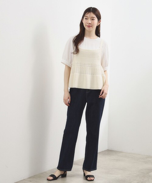 grove(グローブ)の「【2点SET】着るだけで完成、透かし編みニットビスチェ×ブラウス(その他トップス・レディース・オフホワイト/ブラック/スモーキーグリーン系・02/03/01/04/05)」の5枚目の写真