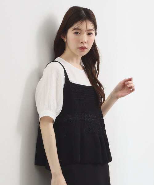 grove(グローブ)の「【2点SET】着るだけで完成、透かし編みニットビスチェ×ブラウス(その他トップス・レディース・オフホワイト/ブラック/スモーキーグリーン系・02/03/01/04/05)」の9枚目の写真
