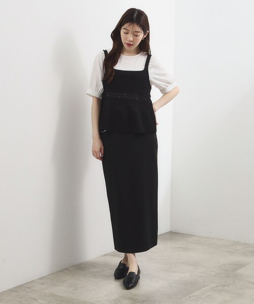 grove(グローブ)の「【2点SET】着るだけで完成、透かし編みニットビスチェ×ブラウス(その他トップス・レディース・オフホワイト/ブラック/スモーキーグリーン系・02/03/01/04/05)」の10枚目の写真