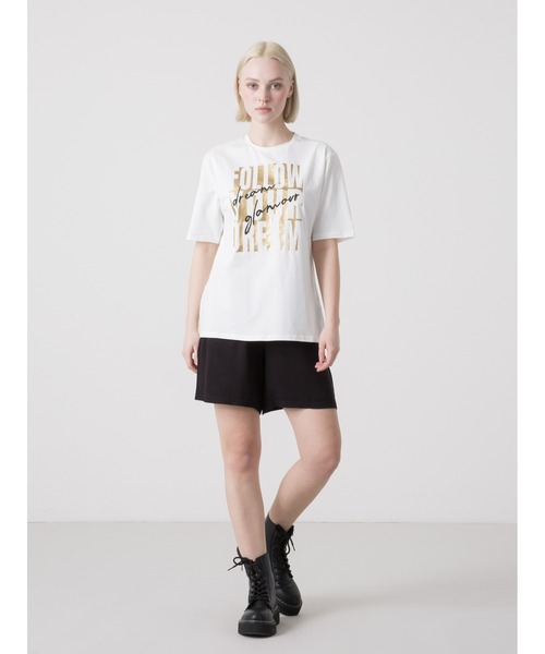 DIMENSIONE danza（ディメンシオーネ ダンツァ）の「デザインTシャツ（Tシャツ/カットソー・レディース・ブラック/オフホワイト・SMALL/MEDIUM）」の3枚目の写真