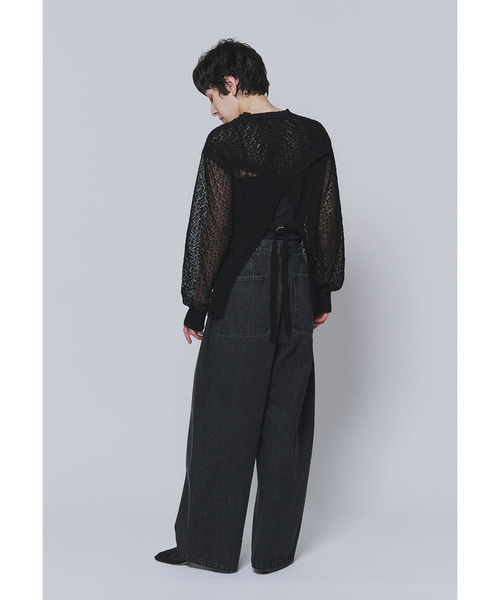 NEPLA.（ネプラ）の「＜NEPLA（ネプラ）＞リーフ編みバックレイヤードプルオーバー（ニット/セーター・レディース・ブラック系その他3/ホワイト系その他3・FREE）」の6枚目の写真