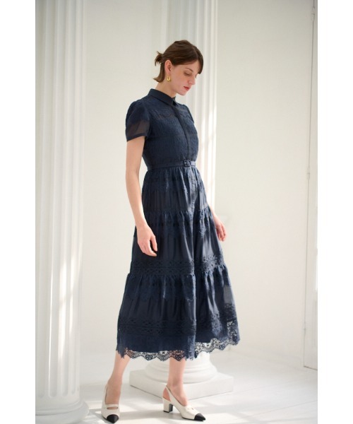 Estella.K(エステラケー)の「Rebecca Border Lace Dress ボーダーレースシアーシャツドレス(ワンピース・レディース・ブルー/ネイビー/ホワイト・FREE)」の21枚目の写真