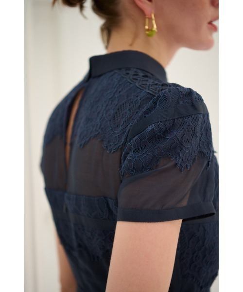 Estella.K(エステラケー)の「Rebecca Border Lace Dress ボーダーレースシアーシャツドレス(ワンピース・レディース・ブルー/ネイビー/ホワイト・FREE)」の20枚目の写真