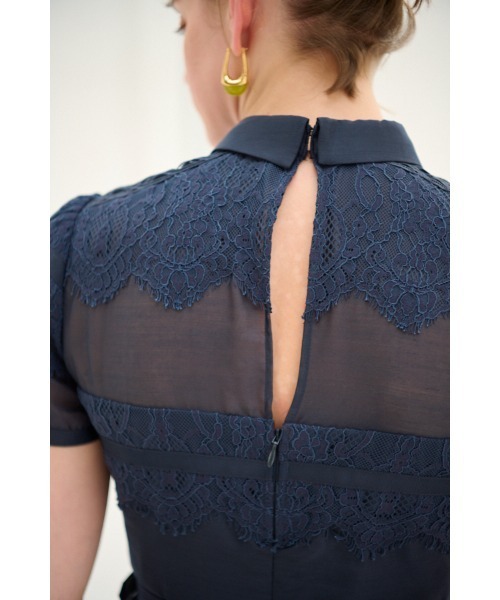 Estella.K(エステラケー)の「Rebecca Border Lace Dress ボーダーレースシアーシャツドレス(ワンピース・レディース・ブルー/ネイビー/ホワイト・FREE)」の14枚目の写真