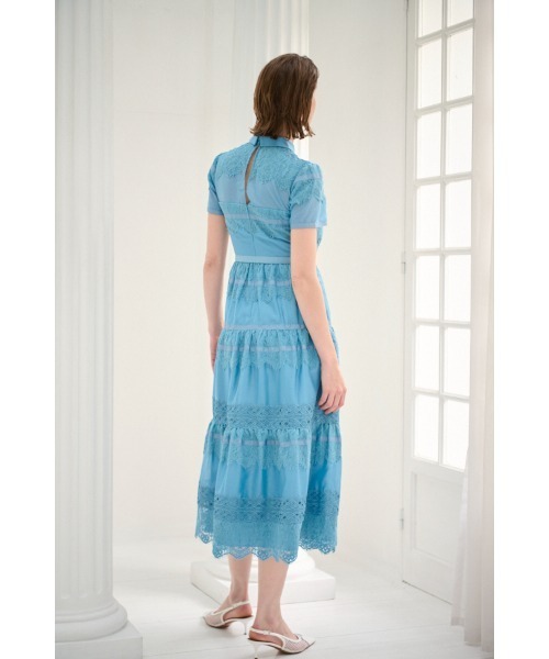 Estella.K(エステラケー)の「Rebecca Border Lace Dress ボーダーレースシアーシャツドレス(ワンピース・レディース・ブルー/ネイビー/ホワイト・FREE)」の18枚目の写真