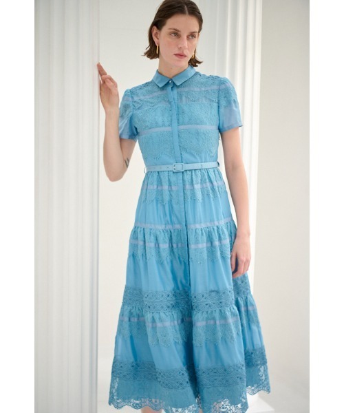 Estella.K(エステラケー)の「Rebecca Border Lace Dress ボーダーレースシアーシャツドレス(ワンピース・レディース・ブルー/ネイビー/ホワイト・FREE)」の16枚目の写真