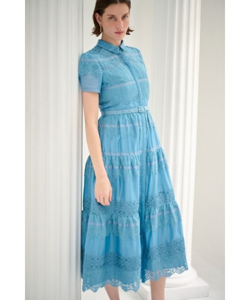 Estella.K(エステラケー)の「Rebecca Border Lace Dress ボーダーレースシアーシャツドレス(ワンピース・レディース・ブルー/ネイビー/ホワイト・FREE)」の19枚目の写真