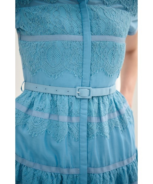 Estella.K(エステラケー)の「Rebecca Border Lace Dress ボーダーレースシアーシャツドレス(ワンピース・レディース・ブルー/ネイビー/ホワイト・FREE)」の12枚目の写真