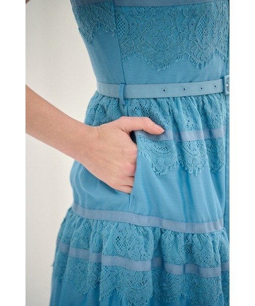 Estella.K(エステラケー)の「Rebecca Border Lace Dress ボーダーレースシアーシャツドレス(ワンピース・レディース・ブルー/ネイビー/ホワイト・FREE)」の7枚目の写真
