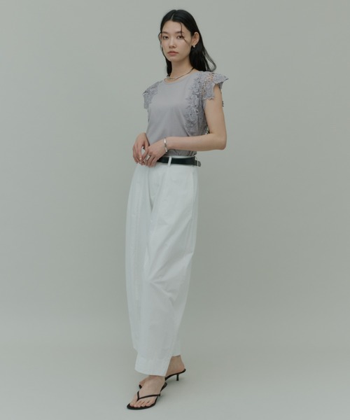 Plumel(プルメル)の「Shoulder Lace Cut Tops / ショルダーレースカットトップス(Tシャツ/カットソー・レディース・ブラック/グレー/オフホワイト・MEDIUM)」の18枚目の写真