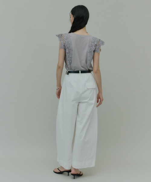Plumel(プルメル)の「Shoulder Lace Cut Tops / ショルダーレースカットトップス(Tシャツ/カットソー・レディース・ブラック/グレー/オフホワイト・MEDIUM)」の17枚目の写真