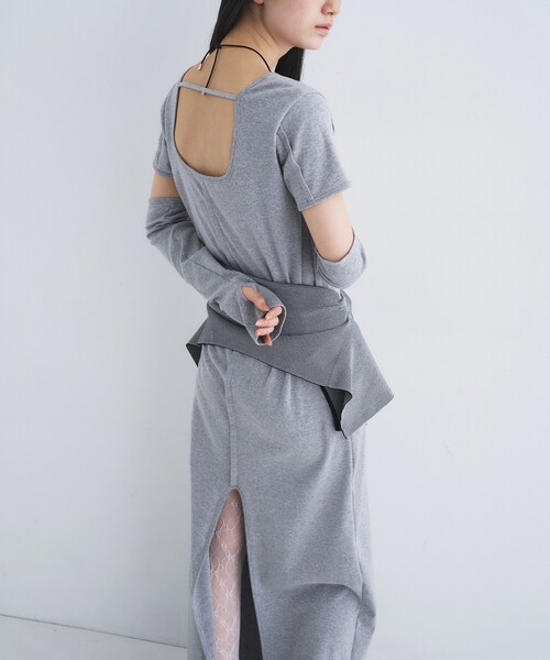 CODE A（コードエー）の「arm cover square neck dress（ワンピース・レディース・ネイビー/グレー・00）」の7枚目の写真