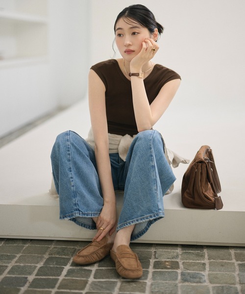 LAULEN(ローレン)の「suede gathered square toe loafers /スエードギャザースクエアトゥローファー(ローファー・レディース・キャメル・23cm/24cm/25cm)」の10枚目の写真