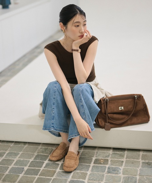 LAULEN(ローレン)の「suede gathered square toe loafers /スエードギャザースクエアトゥローファー(ローファー・レディース・キャメル・23cm/24cm/25cm)」の12枚目の写真