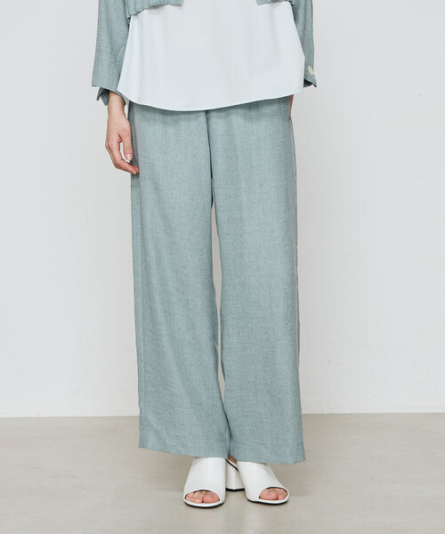 Gabardine K.T(ギャバジンケーティー)の「〔 +サイズ 〕 麻調合繊 ワイドパンツ(その他パンツ・レディース・ミント/グレー/キナリ/ブラック・13号)」の4枚目の写真