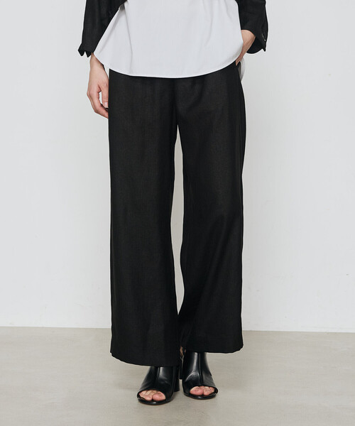 Gabardine K.T(ギャバジンケーティー)の「〔 +サイズ 〕 麻調合繊 ワイドパンツ(その他パンツ・レディース・ミント/グレー/キナリ/ブラック・13号)」の2枚目の写真