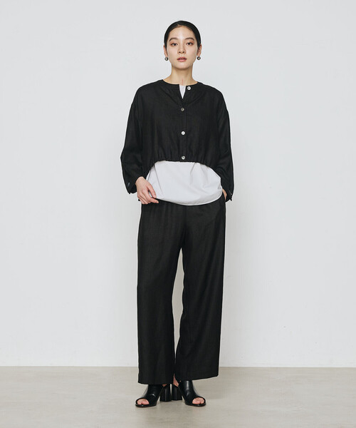 Gabardine K.T(ギャバジンケーティー)の「〔 +サイズ 〕 麻調合繊 ワイドパンツ(その他パンツ・レディース・ミント/グレー/キナリ/ブラック・13号)」の10枚目の写真