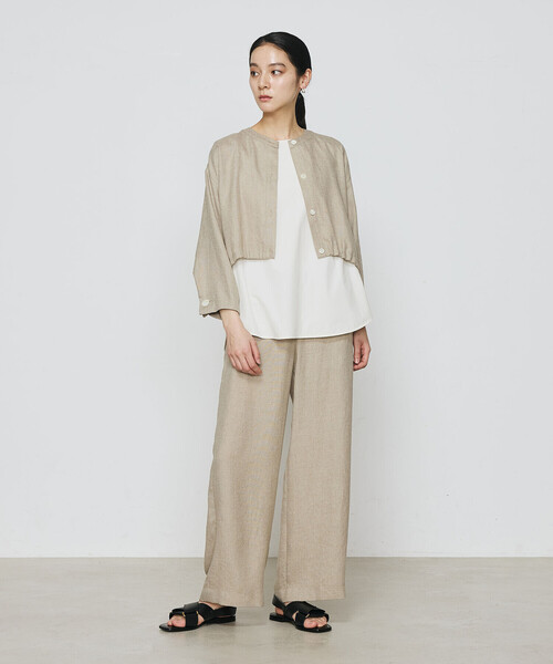 Gabardine K.T(ギャバジンケーティー)の「〔 +サイズ 〕 麻調合繊 ワイドパンツ(その他パンツ・レディース・ミント/グレー/キナリ/ブラック・13号)」の12枚目の写真
