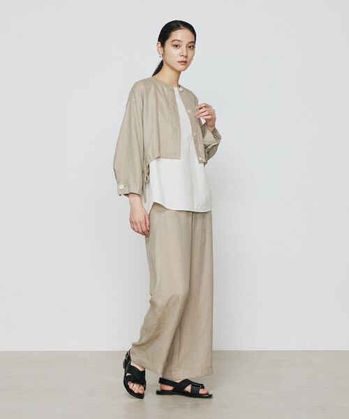 Gabardine K.T(ギャバジンケーティー)の「〔 +サイズ 〕 麻調合繊 ワイドパンツ(その他パンツ・レディース・ミント/グレー/キナリ/ブラック・13号)」の13枚目の写真