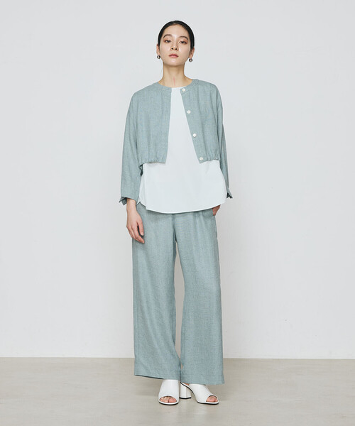 Gabardine K.T(ギャバジンケーティー)の「〔 +サイズ 〕 麻調合繊 ワイドパンツ(その他パンツ・レディース・ミント/グレー/キナリ/ブラック・13号)」の17枚目の写真