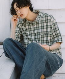 セール】＜Steven Alan＞ コットンメッシュ チェック オープンカラー