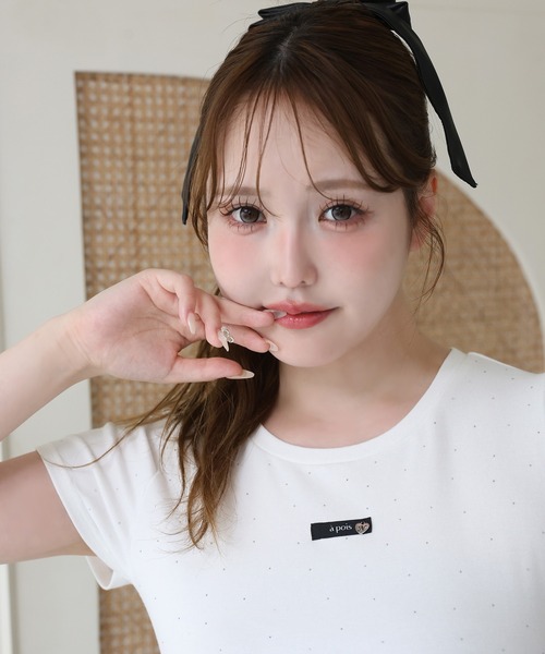 one after another NICE CLAUP(ワンアフターアナザーナイスクラップ)の「キラキラコンパクトTシャツ(Tシャツ/カットソー・レディース・ピンク/サックスブルー/ブラック/オフホワイト・FREE)」の11枚目の写真