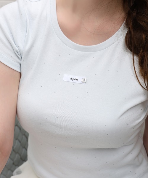 one after another NICE CLAUP(ワンアフターアナザーナイスクラップ)の「キラキラコンパクトTシャツ(Tシャツ/カットソー・レディース・ピンク/サックスブルー/ブラック/オフホワイト・FREE)」の9枚目の写真