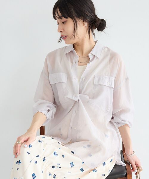 CRAFT STANDARD BOUTIQUE(クラフトスタンダードブティック)の「シアーハオリシャツ(シャツ/ブラウス・レディース・ライトグリーン/ピンク/ライトグレー/ブラウン・FREE)」の2枚目の写真