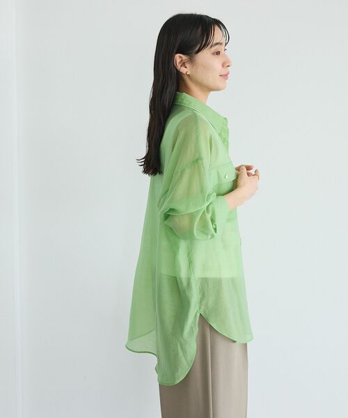 CRAFT STANDARD BOUTIQUE(クラフトスタンダードブティック)の「シアーハオリシャツ(シャツ/ブラウス・レディース・ライトグリーン/ピンク/ライトグレー/ブラウン・FREE)」の8枚目の写真
