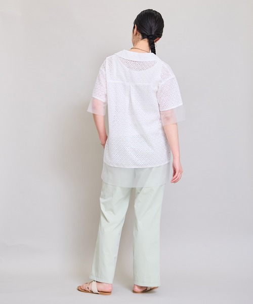 LHELBIE（レルビエ）の「スキッパーレースシャツ（Tシャツ/カットソー・レディース・ブラック/オフホワイト・M）」の10枚目の写真