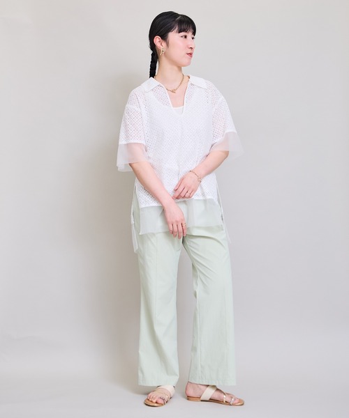 LHELBIE（レルビエ）の「スキッパーレースシャツ（Tシャツ/カットソー・レディース・ブラック/オフホワイト・M）」の12枚目の写真