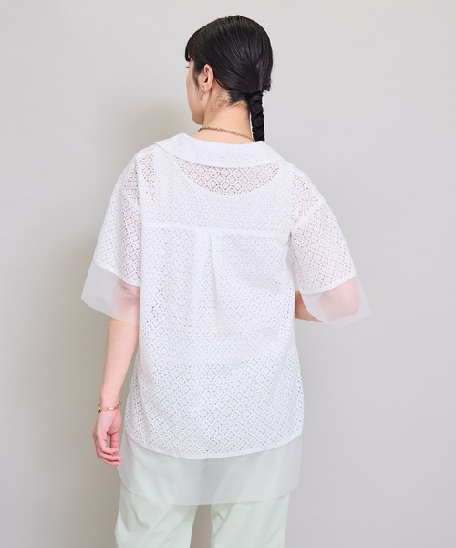 LHELBIE（レルビエ）の「スキッパーレースシャツ（Tシャツ/カットソー・レディース・ブラック/オフホワイト・M）」の19枚目の写真