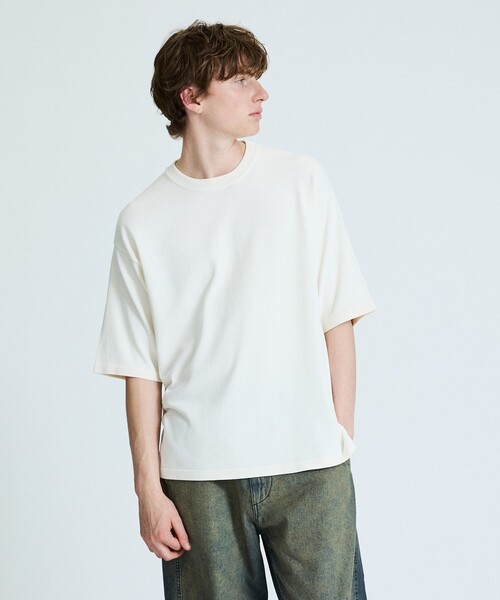ABAHOUSE（アバハウス）の「【接触冷感】 サマーニットTシャツ / オーバーサイズ（Tシャツ/カットソー・メンズ・ブラウン系その他/ダークネイビー/オフホワイト/グリーン系その他・48/46）」の2枚目の写真