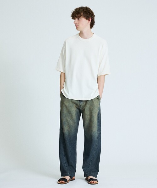 ABAHOUSE（アバハウス）の「【接触冷感】 サマーニットTシャツ / オーバーサイズ（Tシャツ/カットソー・メンズ・ブラウン系その他/ダークネイビー/オフホワイト/グリーン系その他・48/46）」の5枚目の写真