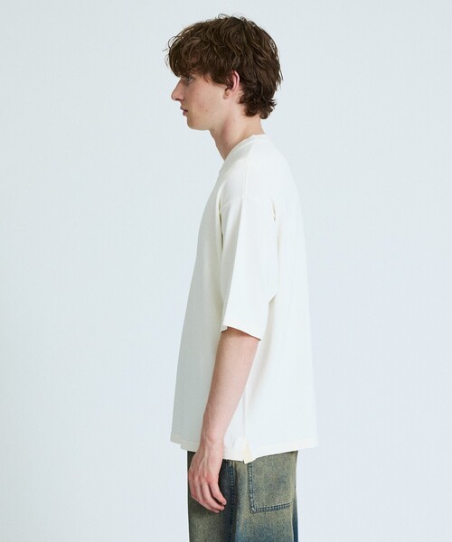ABAHOUSE（アバハウス）の「【接触冷感】 サマーニットTシャツ / オーバーサイズ（Tシャツ/カットソー・メンズ・ブラウン系その他/ダークネイビー/オフホワイト/グリーン系その他・48/46）」の7枚目の写真