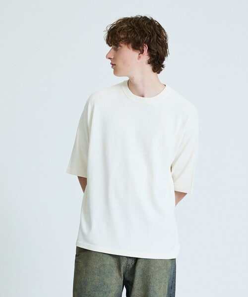 ABAHOUSE（アバハウス）の「【接触冷感】 サマーニットTシャツ / オーバーサイズ（Tシャツ/カットソー・メンズ・ブラウン系その他/ダークネイビー/オフホワイト/グリーン系その他・48/46）」の14枚目の写真