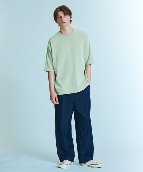 ABAHOUSE（アバハウス）の「【接触冷感】 サマーニットTシャツ / オーバーサイズ（Tシャツ/カットソー・メンズ・ブラウン系その他/ダークネイビー/オフホワイト/グリーン系その他・48/46）」の18枚目の写真