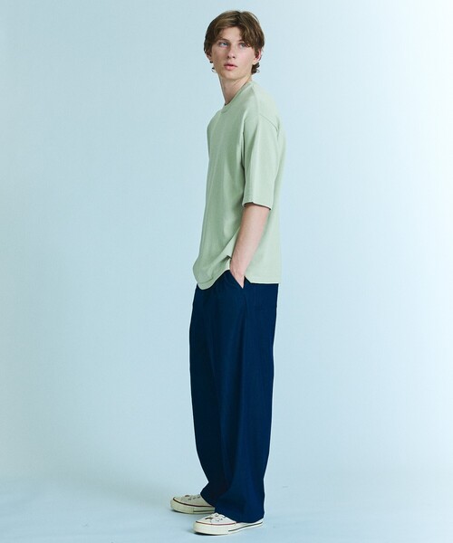 ABAHOUSE（アバハウス）の「【接触冷感】 サマーニットTシャツ / オーバーサイズ（Tシャツ/カットソー・メンズ・ブラウン系その他/ダークネイビー/オフホワイト/グリーン系その他・48/46）」の19枚目の写真